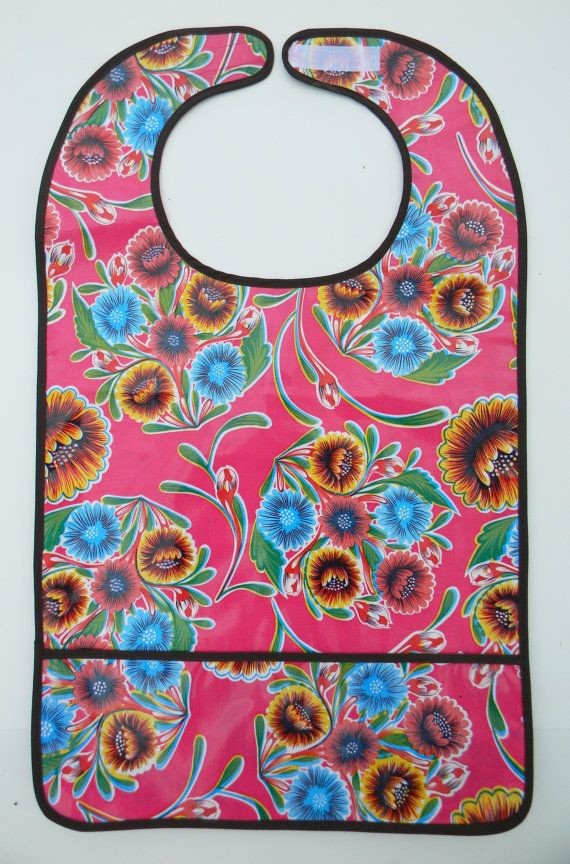 Adult bib available on etsy.com from nonyourmamaskitchen at http://www.etsy.com/listing/129088579/new-pink-sweetflower-oil-cloth-adult?share_id=20916222&hmac=c515fe4e550246bb47da22dce90f17a251f7f631&utm_source=Pinterest&utm_medium=PageTools&utm_campaign=Share